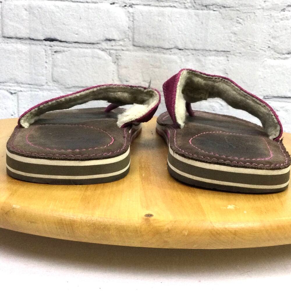 Merrell Fetch Plum Boho Sherpa Coastal Granola Girl Suede Thong Flip Flop 9 - Picture 6 of 9